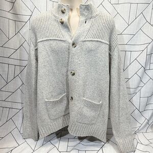 Untuckit Wool Heavy Weight Cardigan Chunky Knit Sweater Oatmeal Greige Mens XL